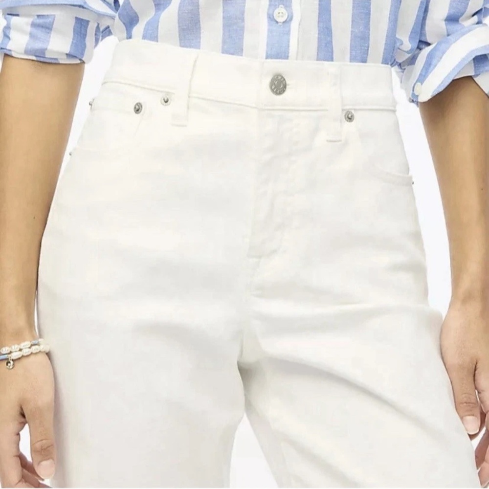 J.Crew high-rise white leg raw hem crop white jeans 31